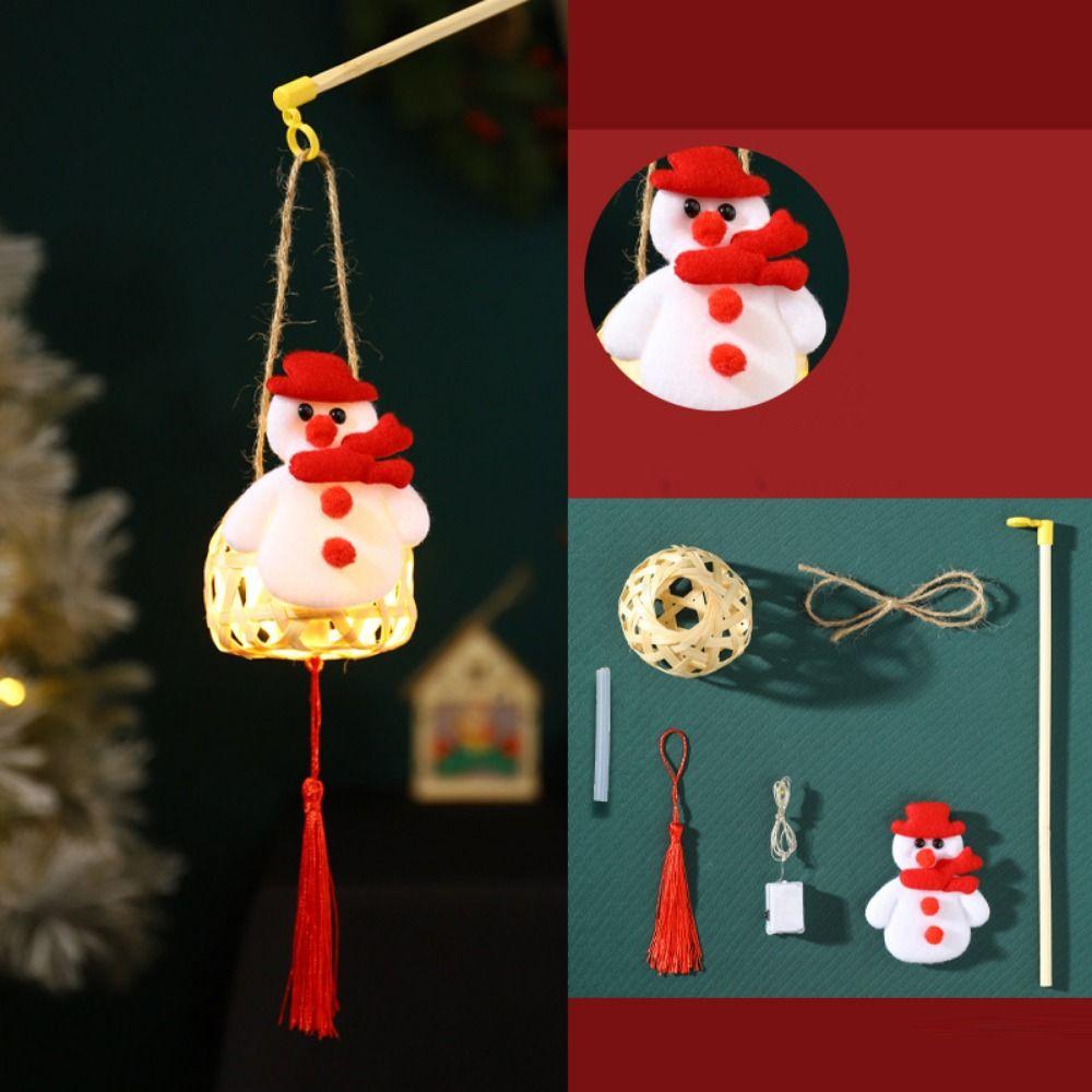 Handheld Christmas Bamboo Lantern Light-emitting Handmade Woven Lamp  Decoration