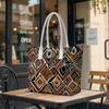 Boho Tribal Pattern Tote Bag for Daily Commute Travel Shopping Carryall Handbag