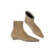 2025 autumn and winter new simple matte suede flat socks boots flat heel thin boots temperament pointed short boots women