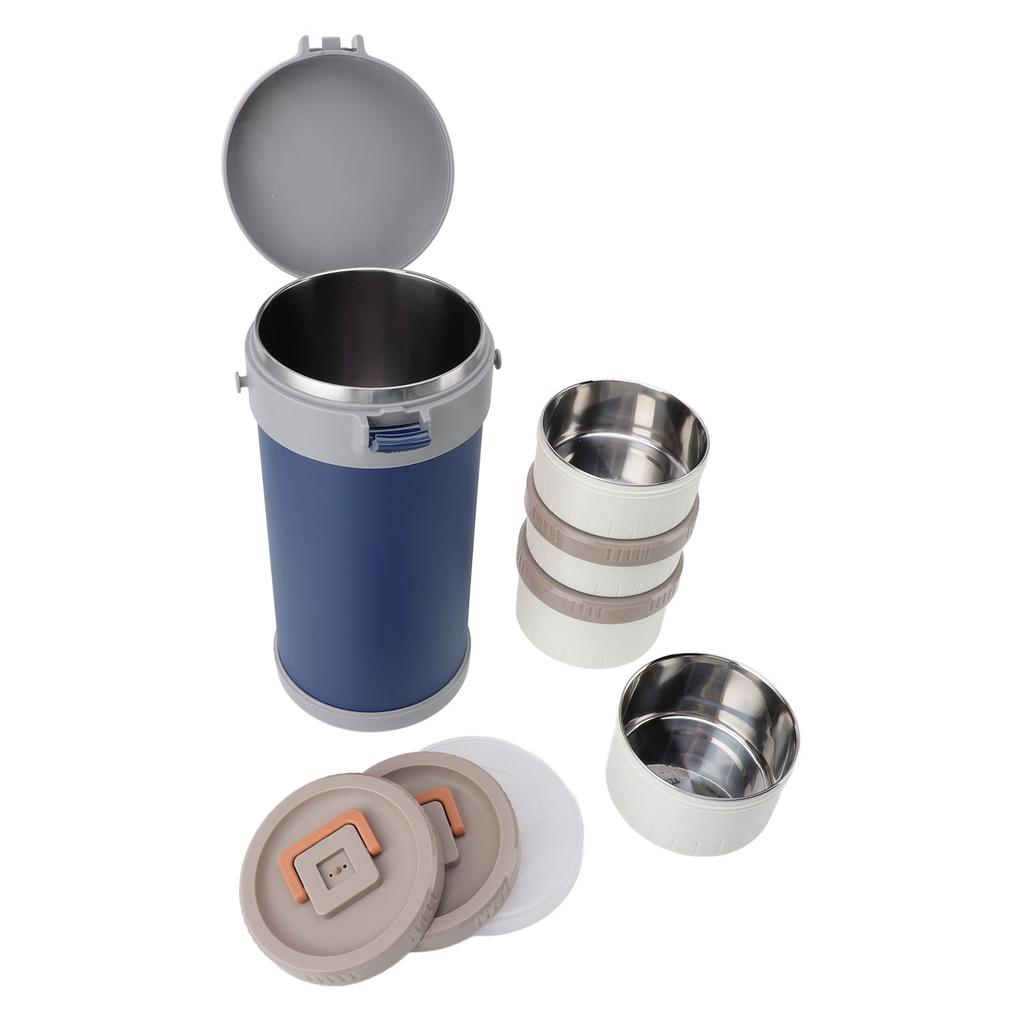 Insulated Jar 2.9L 304 Stainless Steel Microwave Safe Leakproof Stackable Lunch Box with Strap Handle Insulated Vacuum Food Jar for School