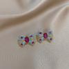 Zircon Korean Style Stud Earrings Blue Pink Bowknot Ear Studs Crystal Bow Earrings  Party