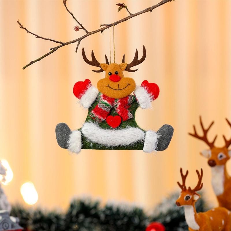 4 Pcs Christmas Ornaments Sitting Doll Hanging Pendant Party Supplies for Holiday Wedding Party Wreath Decoration