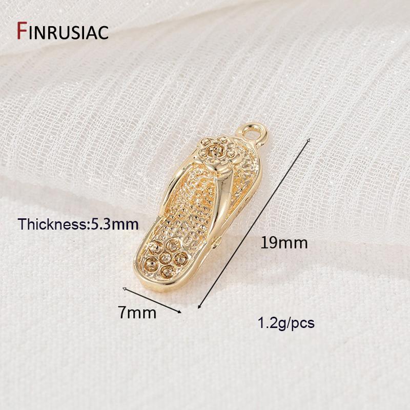 

14K Gold Plated Brass Slippers High-Heeled Sandals Shoes Charms Pendants,Long Boot Charm for DIY Necklace Making Supplies 1 piece