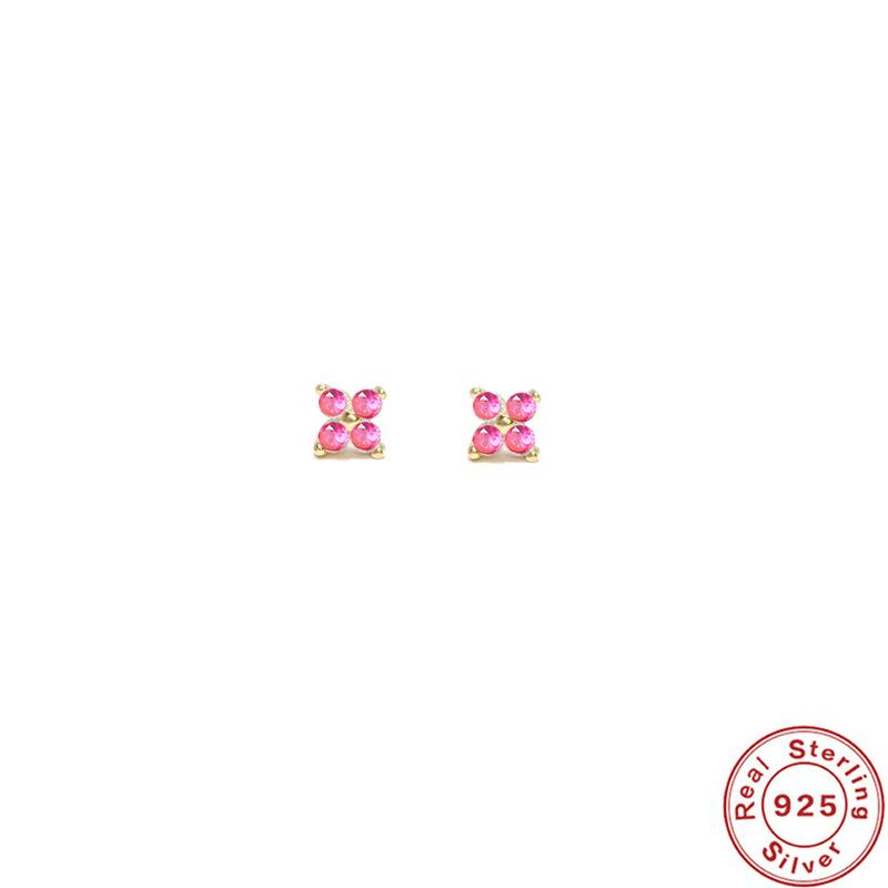 S925 Sterlingsilber Blütenblatt Kristall Blume Ohrstecker Mehrgröße Stilvoll und schlicht Mini Ohrstecker mit Diamanten