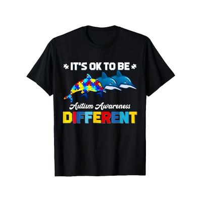 Europäische Größen Süßes Puzzle Delfin Grafik T-Shirt Herren T-Shirt Lässiges Vintage Stil Tee Oberteile Für Männer Bequem Normale Passform
