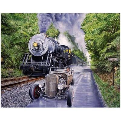 Pittura con Diamanti Quadrati Rotondi Completi Treno Auto Paesaggio Ricamo Diamante 5d Mosaico Punto Croce