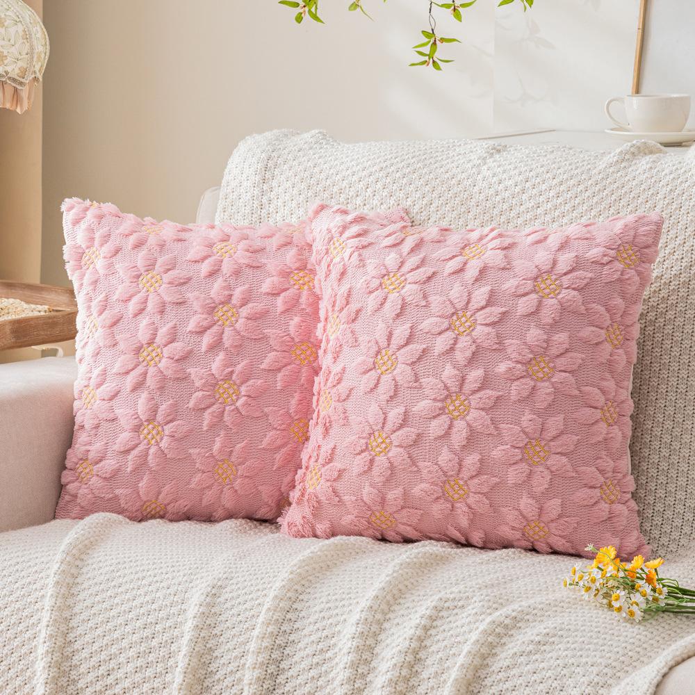 

Весенняя Вышитая Меховая Подушка Сладкий Маслянистый Стиль Плюшевая Подушка Наволочка Атмосфера Гостиная Диванная Подушка Подушка для Поясницы 50 * 50cm without core