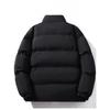 Unisex Solid Color Padded Winter Jacket - Trendy, Warm Loose Fit with Stand Collar.