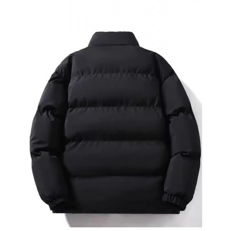 Unisex Solid Color Padded Winter Jacket - Trendy, Warm Loose Fit with Stand Collar.