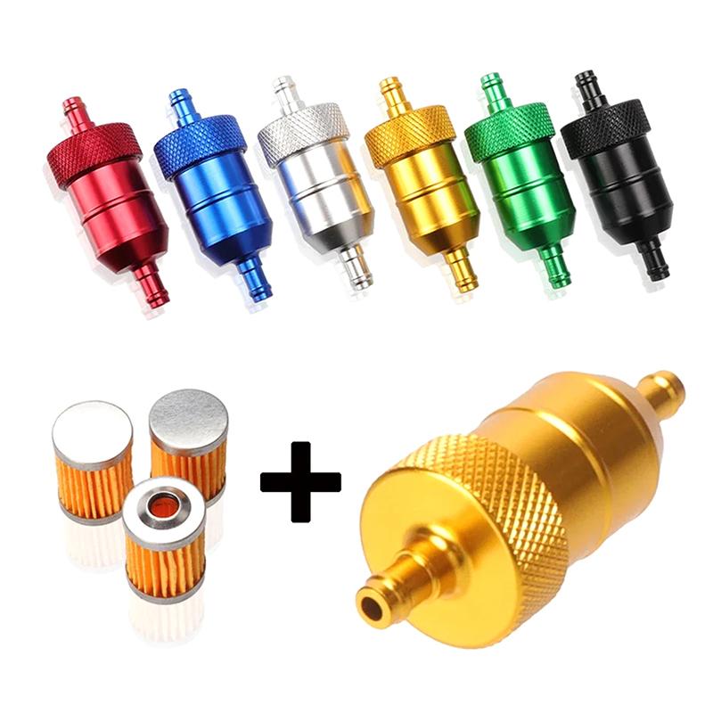 8Mm Cnc Aluminum Gasoline Cleaner +5 Pieces Reusable Cleanable Fuel Filter Motorcycle Atv Quad Inline Oil And Gas Fuel Filter