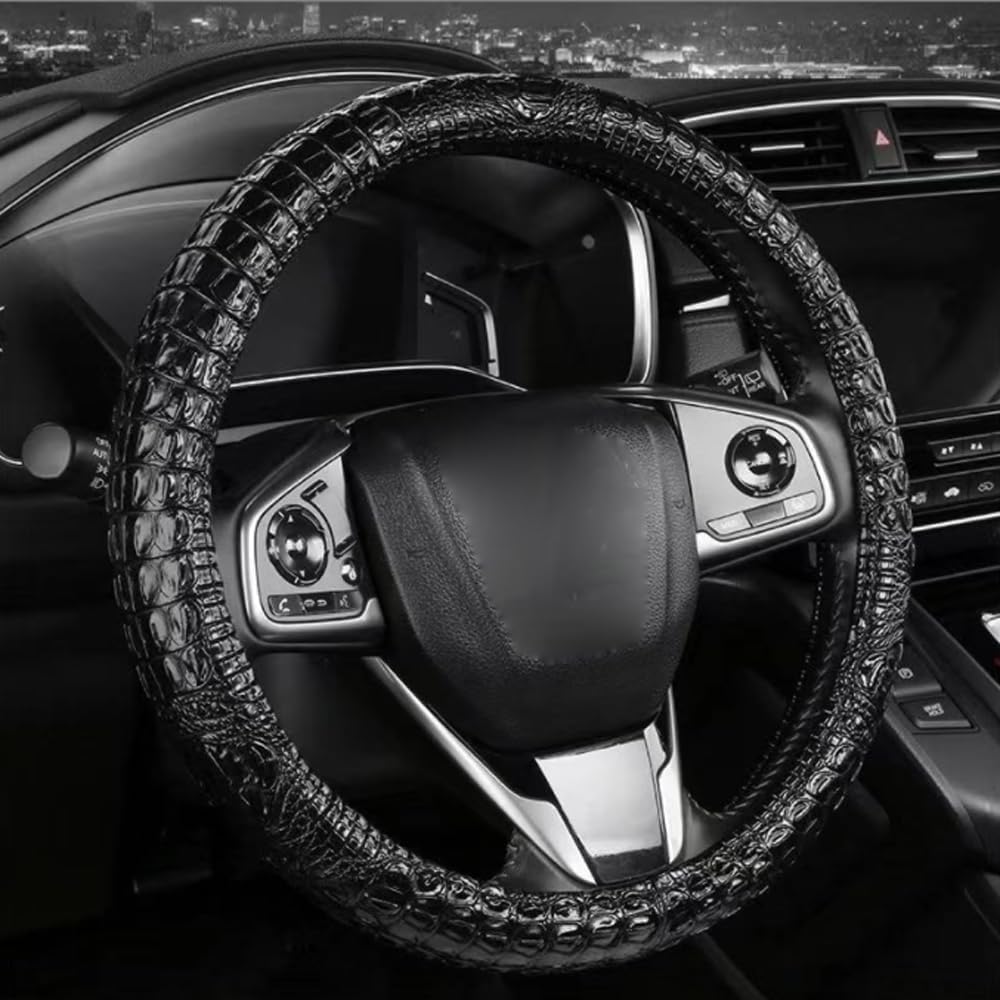 

GZE 15 Inch Universal Steering Wheel Cover Four Seasons Anti-Slip Odorless Comfortable Grip Crocodile Pattern Designed Steering Wheel Covers (Green) чёрный