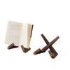 Em estoque: Suporte de Livros e Tablet em Madeira Maciça Cor Queimada - Prateleira de Mesa em Madeira para Menu e Receitas