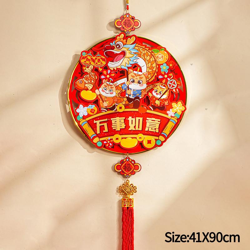 2026 Chinese Lunar New Year Hanging Pendant Decorations Spring Festival Chinese Knot with Tassel 3d Wall Door Ornament