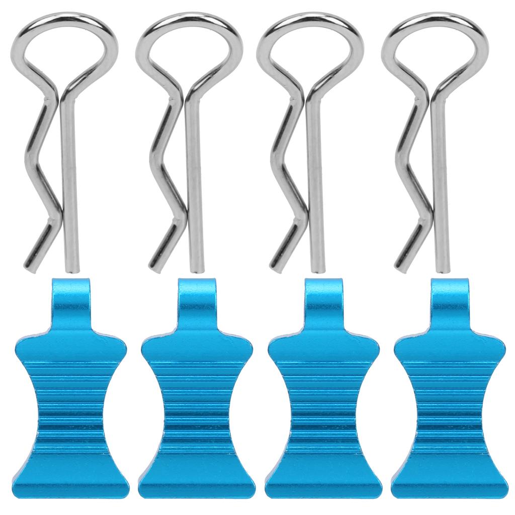 4pcs Aluminium Alloy RType Car Body Shell Clips Pin with Fixing Bracket for 1 10 RC Car(Blue )