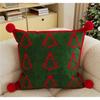 Festive Christmas Decorative Throw Pillow Pom‑pom Design Square Cushion Xmas Home Ornament For Sofa Couch Bedroom Living Room