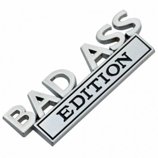 2PCS Bad Ass Edition Emblem Car Badges Badass 3D Sticker Decal Chrome Black | Red | Adhesive | Front | Motorcycle |  | Singapore
