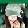Mint Green Floral Cotton Baseball Cap With Wide Brim Sun Shade For Women Summer Sun Protection