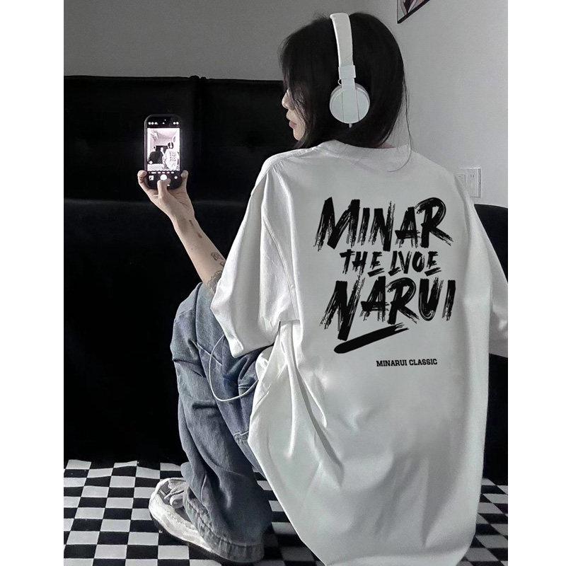 

Ретро-футболка оверсайз с коротким рукавом в стиле Guochao для полных женщин - Винтажный дизайн 2XL (131-155 jin) белый