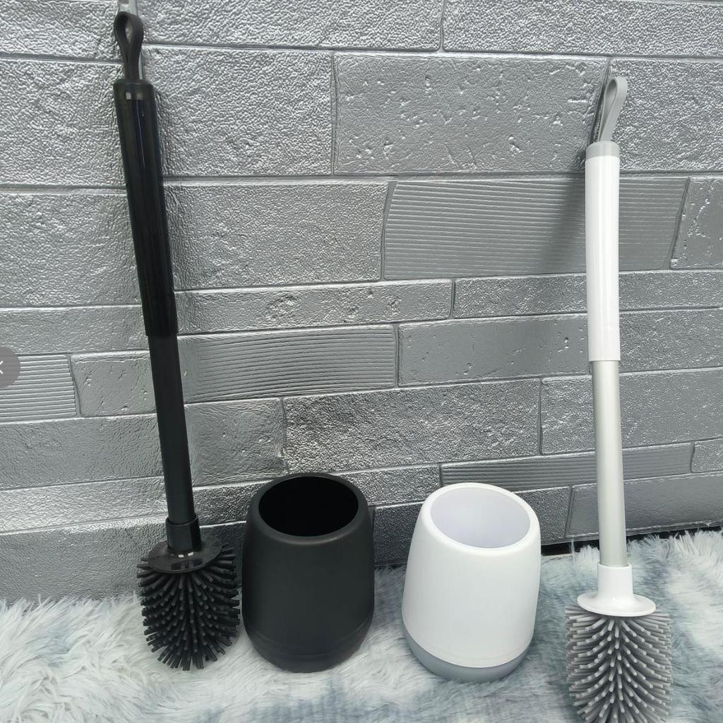 Runde Toilettenbürste mit langem Griff, wandmontiert, mit Gel-Kopf