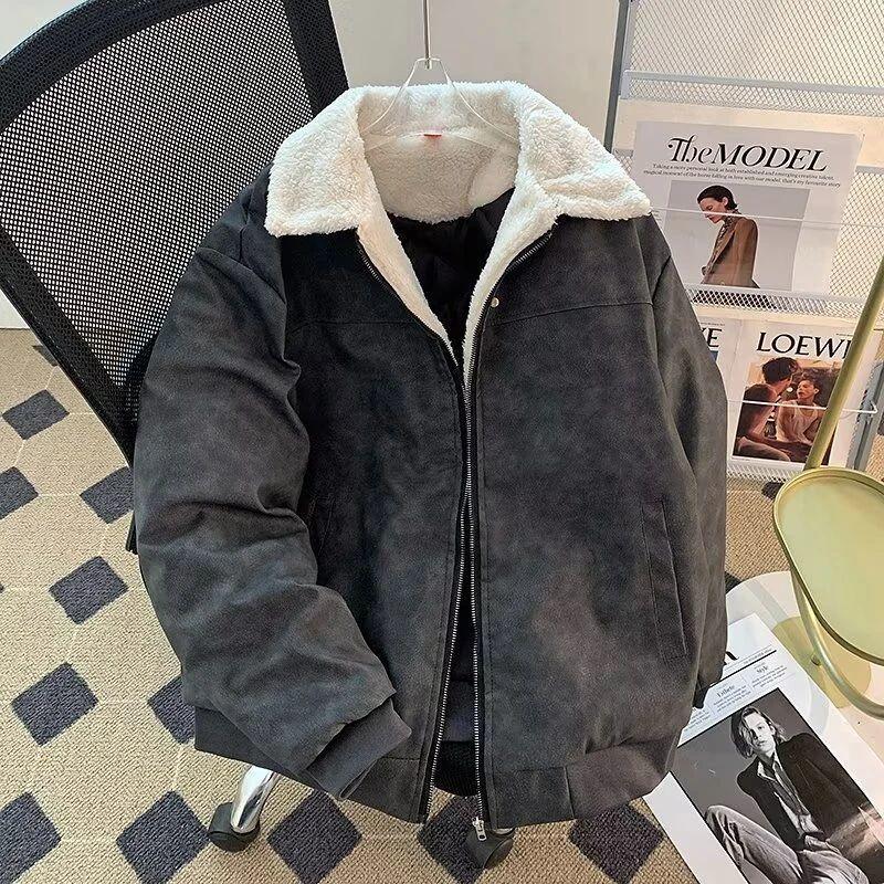 Unisex Retro Lamswol Reversjas - Dikke Warme Katoenen Jas voor Herfst & Winter