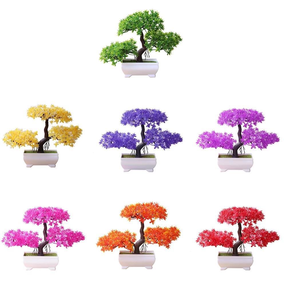 Artificial Plastic Plants Bonsai Small Tree Pot Fake Plant Potted Flower Home Room Table Decoration Garden Arrangement Ornaments