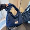 Drawstring Denim Tote Bag For Women With Tophandle Design And Large Capacity For Daily Use