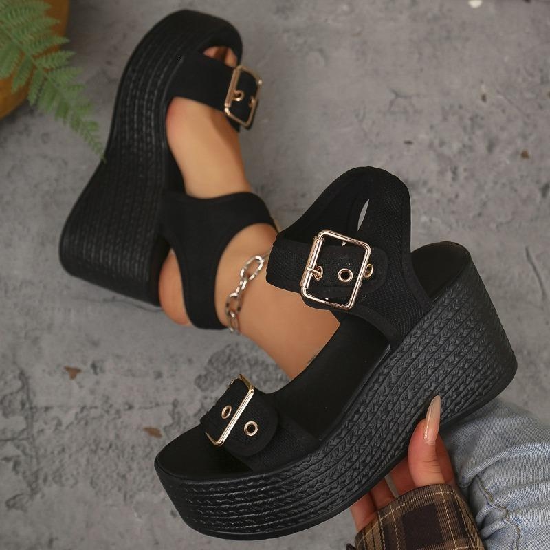 Women's Summer Wedge Heel Fashion Straw Peep Toe Casual Sandals Plus Size