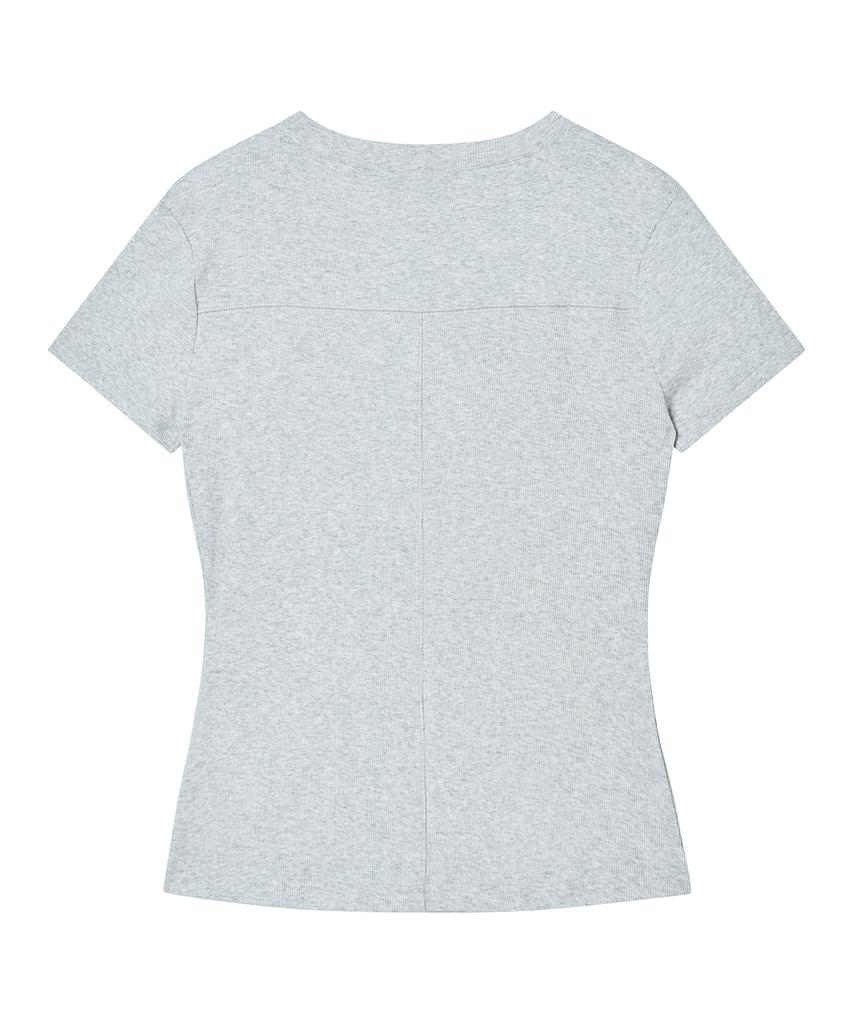 PRENDA Pocket Button Short Sleeve Gray