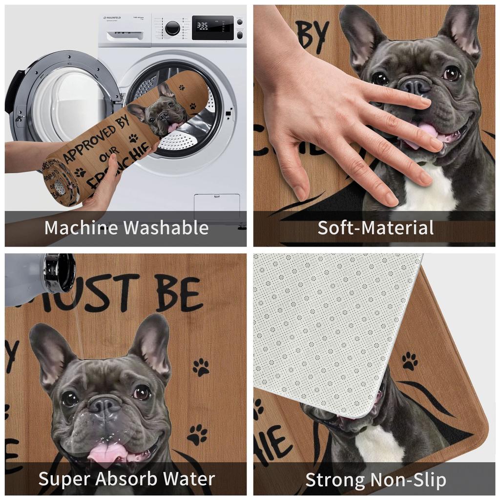 Frenchie Dogs Welcome Doormat Mat Anti-Slip  Kitchen Bathroom Toilet Rug Carpet 40*60cm