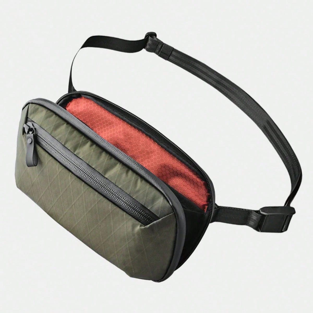 Sacs de taille imperméables pour hommes à grille diamantée, sac à bandoulière multi-fonctionnel à fermeture éclair, sac à bandoulière unique en diagonale pour les déplacements quotidiens vert