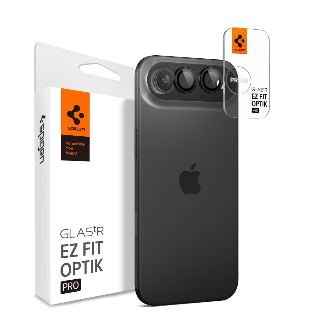 Spigen iPhone Air Camera Protector, 9H Hardness Tempered Glass, Black, Lens Protector, Pack of 2, AGL09863, Optik Pro Black