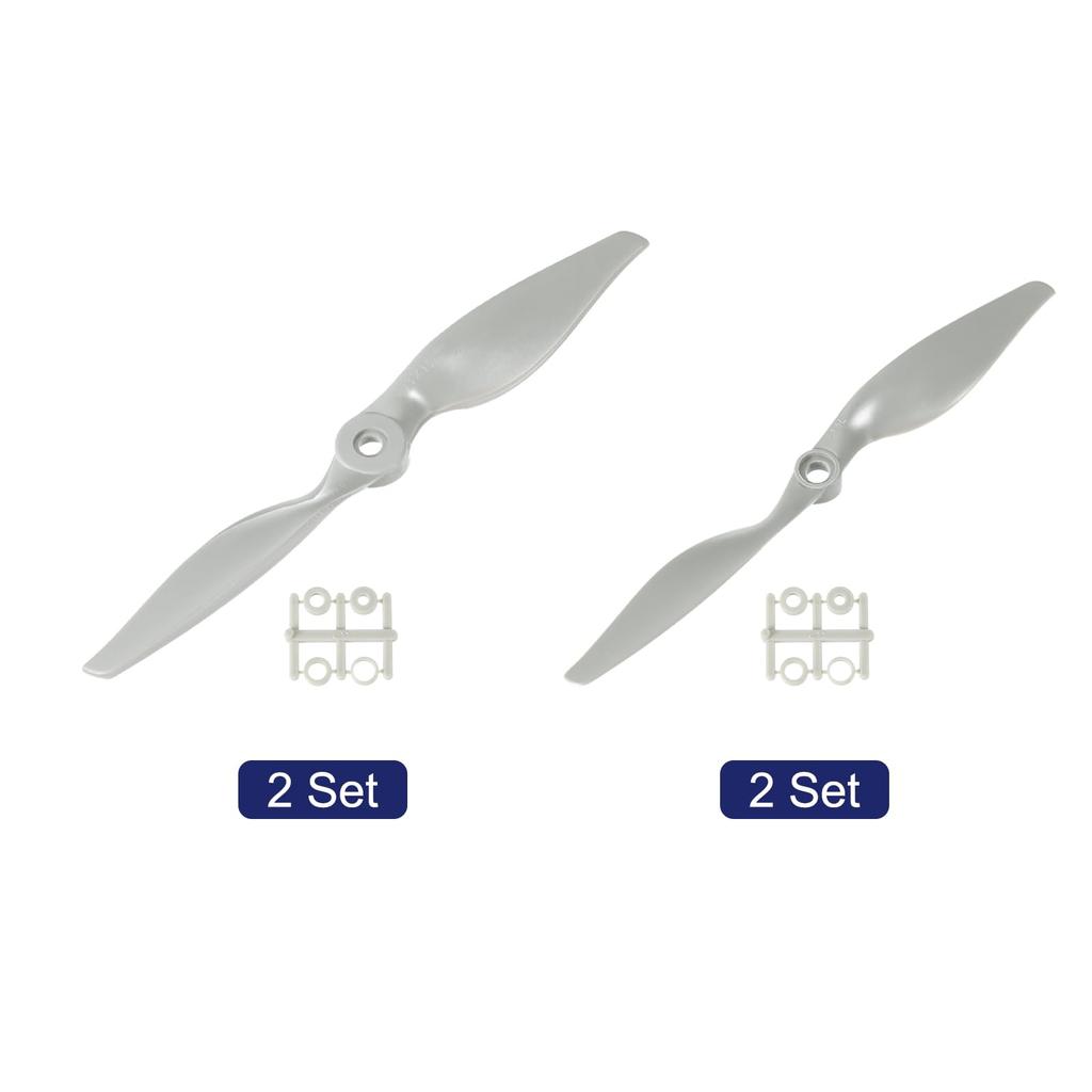 uxcell 7x5" 8x6" RC Propellers, 2-Vane Blade Props with Gray Adapter Rings for Electric Airplanes, 4 Pieces