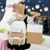 Small Fresh, Large-capacity Junior High School Schoolbag, Women's Casual, Durable, Burden-reducing Backpack, 3-piece Set