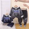 Boys' 2-Piece Cotton Set, Tie‑Dye Print Spring Autumn Hoodie and Pants Casual Outfit, High-Quality Baby Clothes -S-XXL