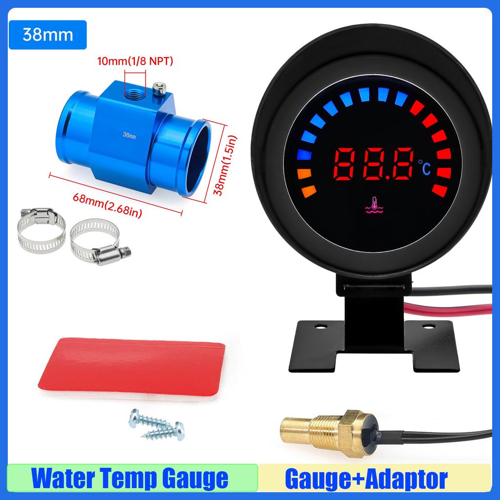 MAIMEIMI Digital -10°C~110°C Water Temperature Gauge with Sensor 10mm Auto Car Water Temp Meter Joint Pipe Sensor 26-40mm