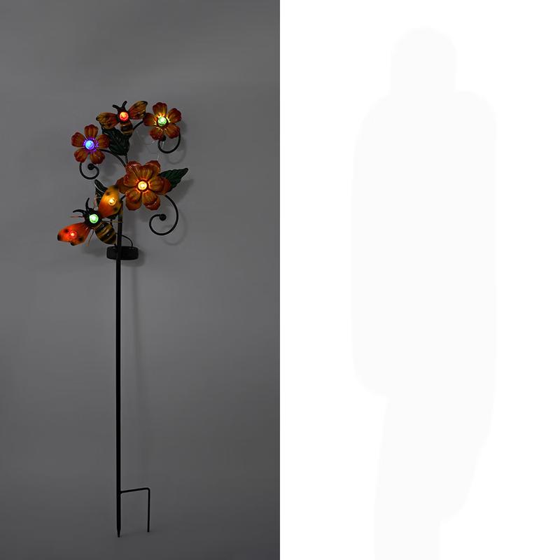 Solar-Powered Iron Art Butterfly & Bee Garden Stake Light