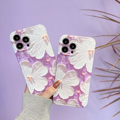 Purple Flower Imd Silicone Soft Protector Ins Shell For Iphone 11 12 Promax 14 13 Pro Max Shockproof Phone Case Conque
