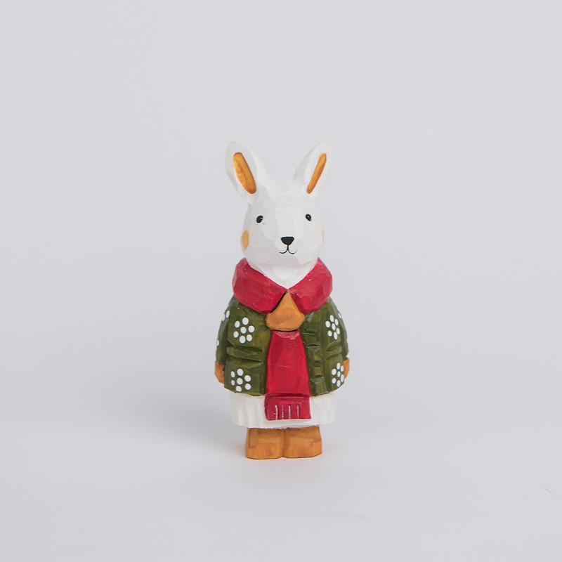 

Wooden Bunny Figurine Office Desk Decor With Modern Style For Gift Giving зелёный