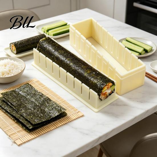 Heart Shaped Sushi Maker Press Molds Roll for Beginners Compact Mold Set with Square Round Shapes Easy DIY Making Kit Quick Meals Mess-free