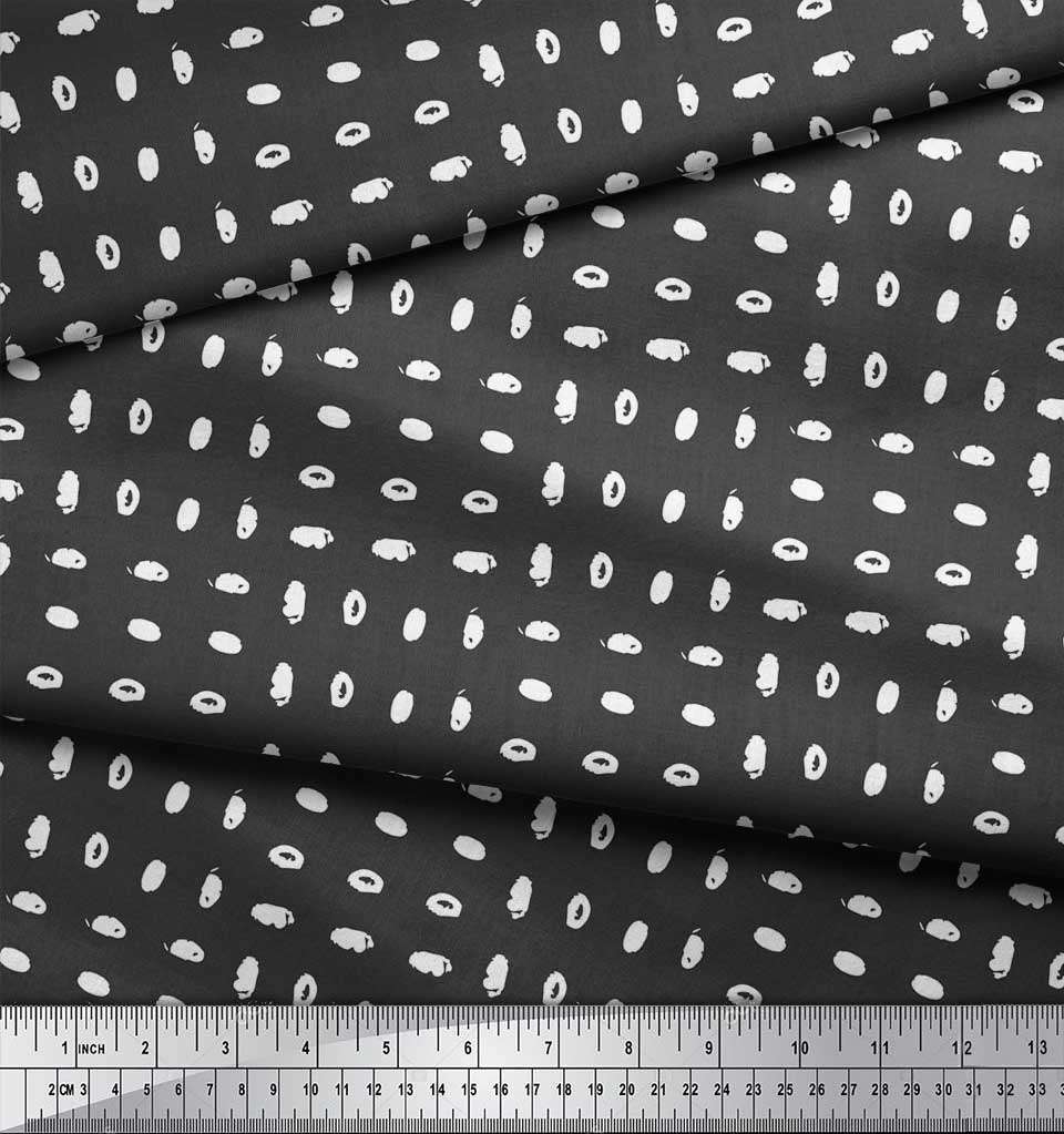 Soimoi Gray Japan Crepe Satin Fabric Brush Stroke Abstract Print Fabric by the Metre 42 Inch