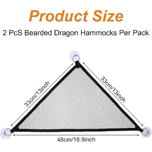 2Pcs Bearded Dragon Hammock, Breathable Mesh Reptile Hammock Lizard Tank Accessories, Triangle Geckos Hammocks for Bearded Dragons, Snakes, and