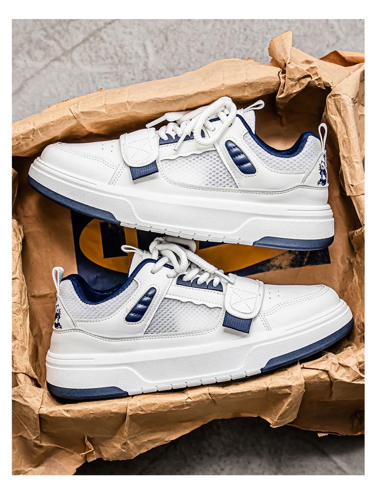 2025 new lace-up summer breathable mesh white shoes sports and leisure fashion trend versatile comfortable board shoes men