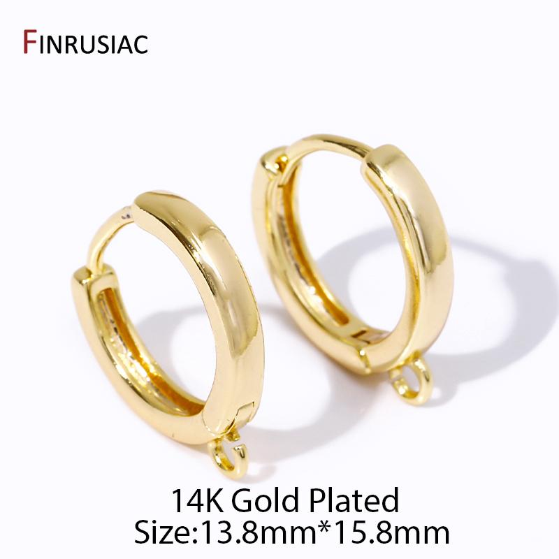 

14K Gold Plated Brass Huggie Earrings Hooks, Round Hoop Earrings Hooks For Women Jewelry Making Accessories Earring Findings 1 pair