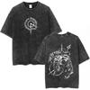 Vintage Washed Anime Jojo Bizarre Adventure T-shirt Giorno Giovanna Manga Graphic T-shirts Men's Clothing Cotton Casual T shirts