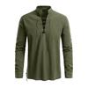 Men's Casual And Fashionable Cotton And Linen Solid Color Round-neck Long-sleeved