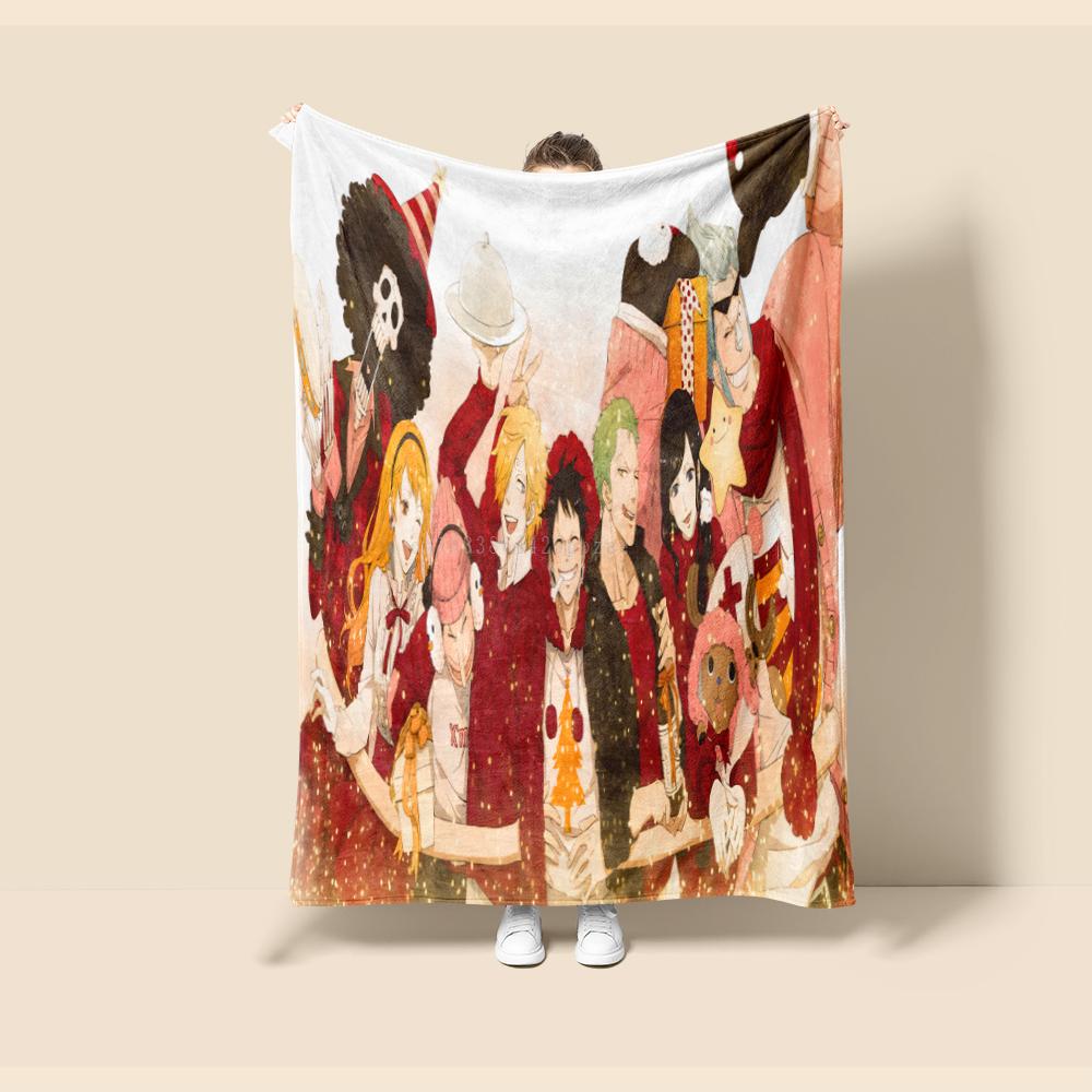 Flannel Thin Blanket One Piece Animation Luffy Four Seasons Blanket.for Sofa, Beds, Living Room, Travel Picnic Blanket Gifts