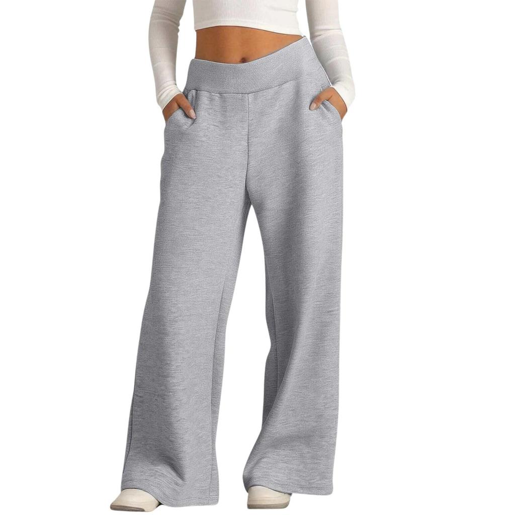 Women's Fashion Loose Solid Color With Pockets Elastic Waist Sports Casual Pants