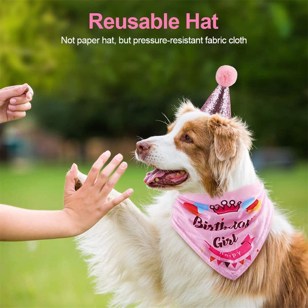 Happy Birthday Pet Holiday Products for Dogs Cats Mascotacs Accessories Party Cosplay Dog Cat Birthday Hat Bandana Bow Tie Set