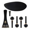 Violin Accessory Set with Carved Tailpiece Curved Chinrest Four String Adjusters and Endpin, Coordinated Replacement Parts for Care and Repair