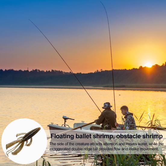 Shrimp Lure Fishing Bait with Twin Ridge Tails Realistic Looking Bright Color Portable Soft Bait Artificial Shrimp Lure